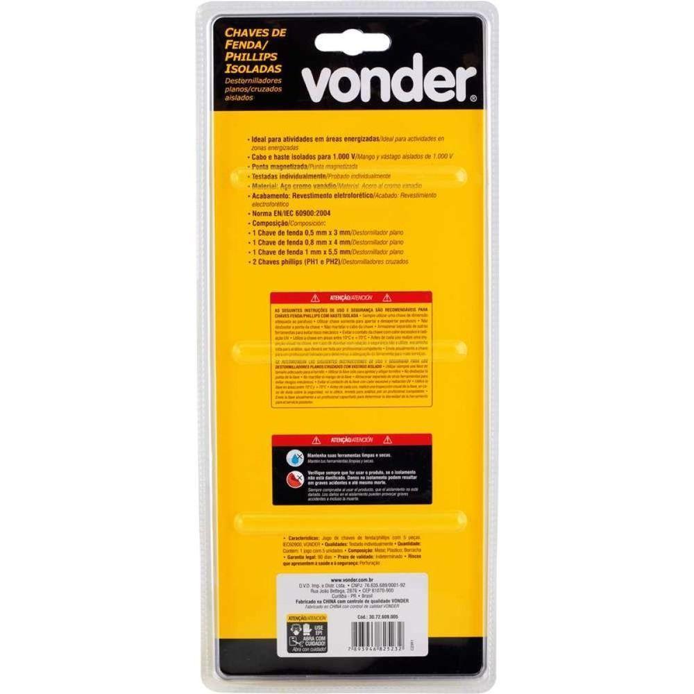 Jogo Chave Fenda-phillips Isolada 1000v 5 Peças Lec60900 Vonder - 7