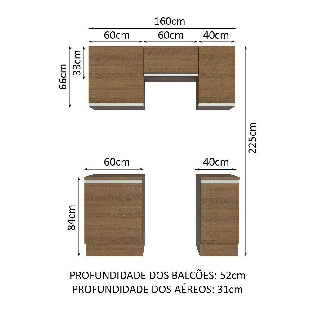 Armário De Cozinha 160Cm Rustic Glamy 07 Rustic - 9