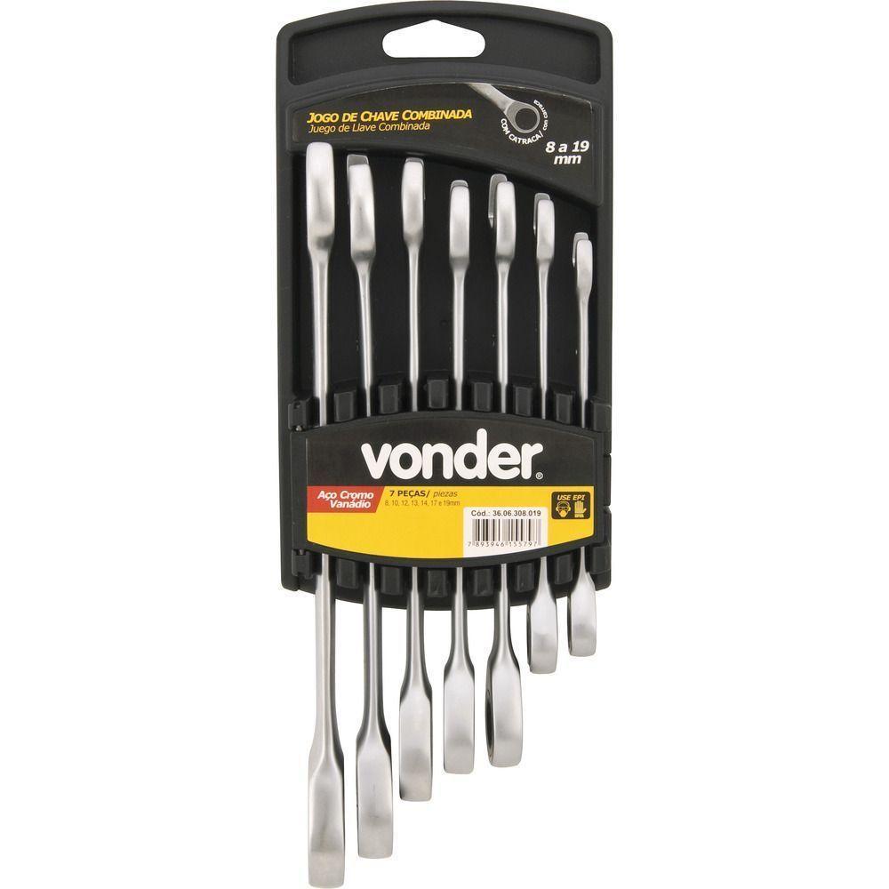 Jogo Chave Combinada Com Catraca 8-19mm Vanád. Com 7 Pç Vonder - 2