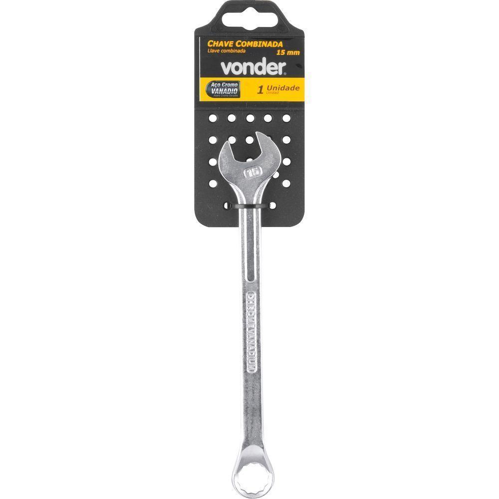 Chave Combinada 15 Mm Em Aço Cromo Vanádio Encartelada Vonder - 1