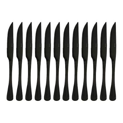 Jogo 12 Facas Para Churrasco De Aço Inox Positano Preto Lyor 23cm