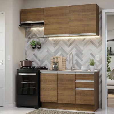 Armário de Cozinha Rustic Glamy 09 4 Portas 3 Gavetas MDF 180cm Marrom