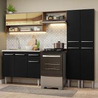 Armário De Cozinha Compacta 229cm Com Pia Rustic/preto Emilly Madesa 11 Rustic/preto - 1
