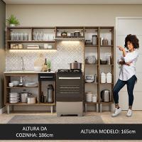 Armário De Cozinha Compacta 229cm Com Pia Rustic/preto Emilly Madesa 11 Rustic/preto - 6