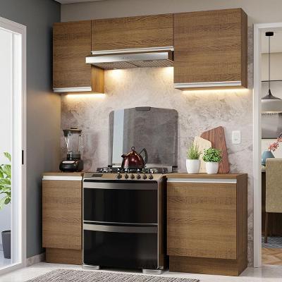 Armário de Cozinha Completa Glamy 5 Portas MDP 180cm Rustic com Pés Reguláveis