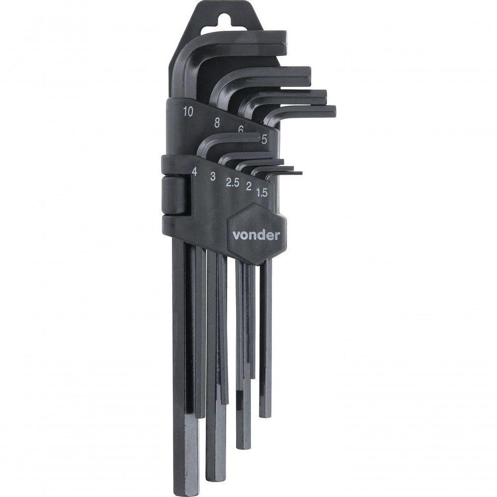 Jogo Chave Allen 1,5-10,0mm Tipo L Curta Com 9 Peças Vonder - 1