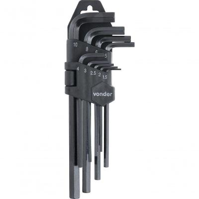 Jogo Chave Allen 1,5-10,0mm Tipo L Curta Com 9 Peças Vonder