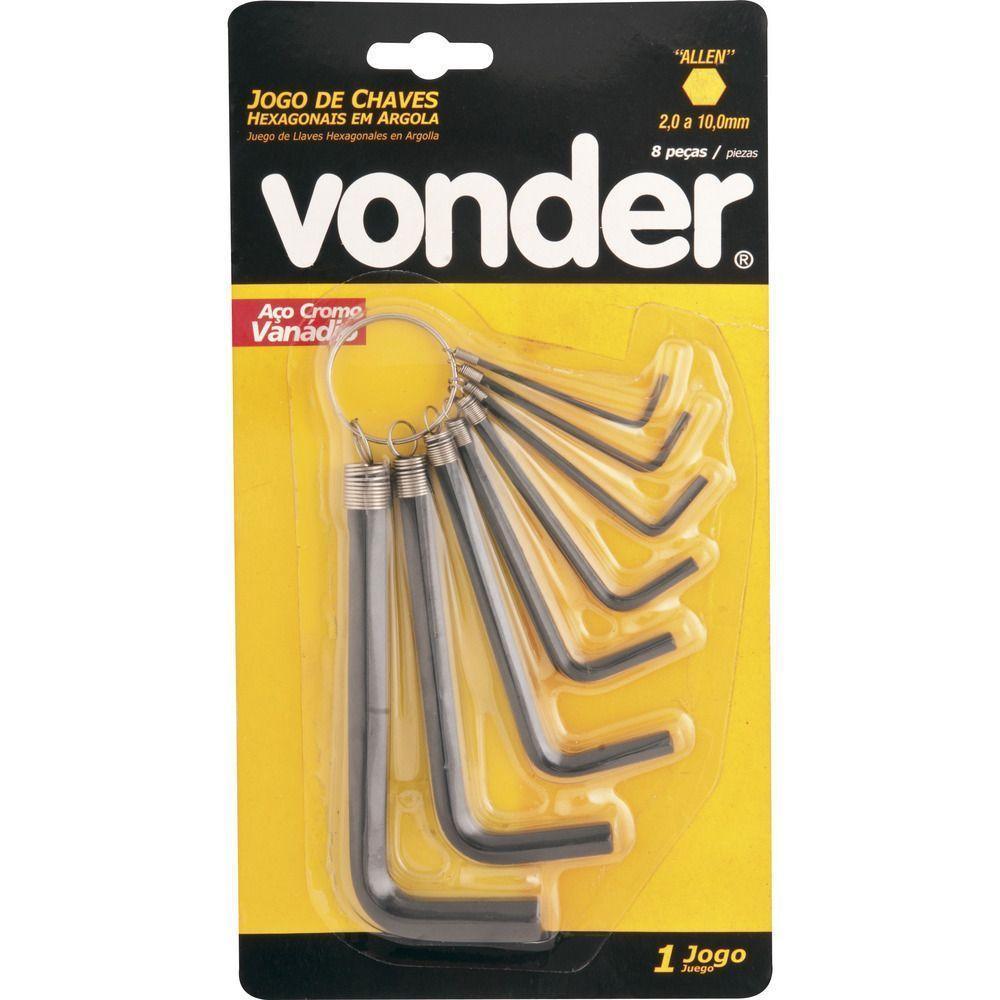 Jogo Chave Allen 2,0-10,0mm Tipo L Curta Argola Vonder - 1