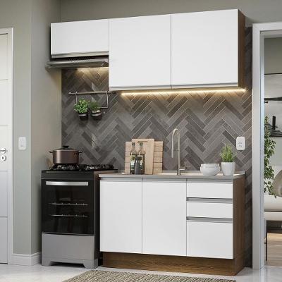 Armário de Cozinha Glamy 09 3 Portas 3 Gavetas MDF 180cm Branco Rustic