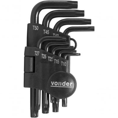Jogo Chave Torx T10-t50 Tipo L Curta Cromo Vanádio 9 Vonder