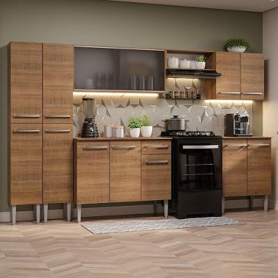 Armário de Cozinha Completa Emilly 13 Portas 1 Gaveta MDP 293cm Rustic Texturizado