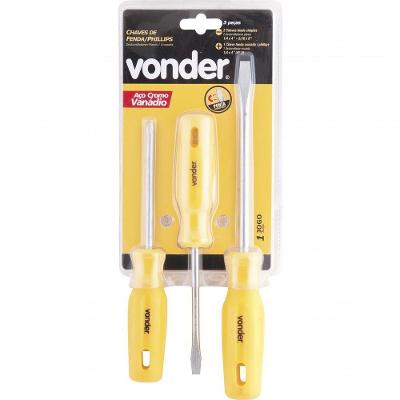 Jogo Chave Fenda E Philips Cromo Vanádio Com 3 Peças Vonder