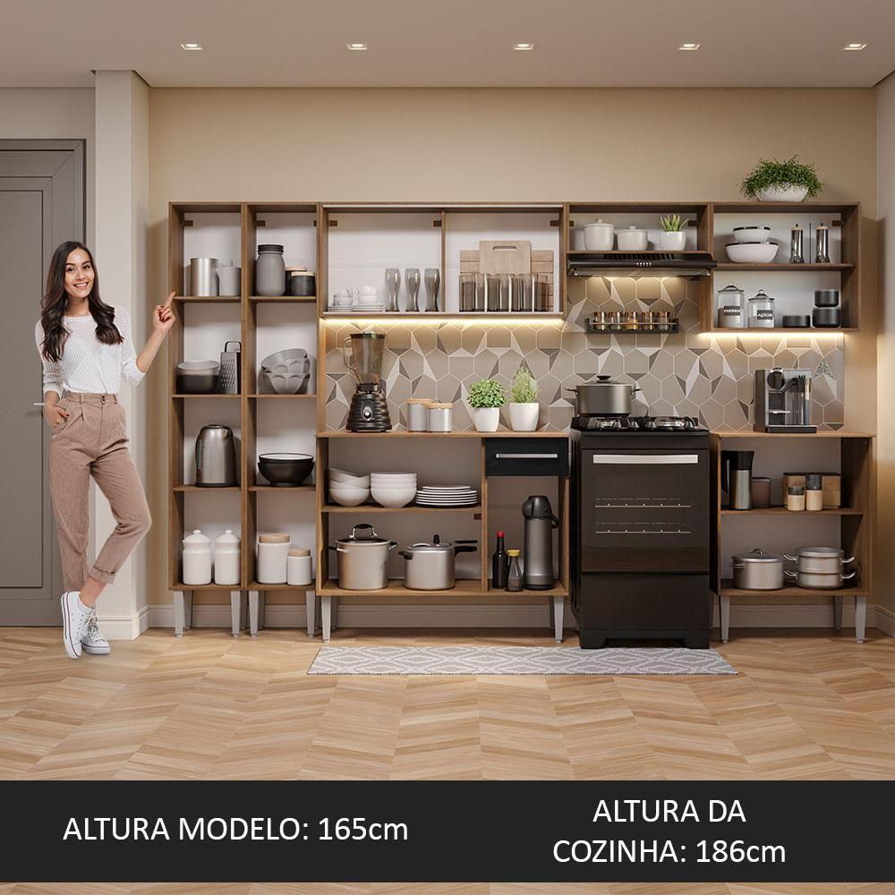 Armário De Cozinha Completa 293Cm Madesa 05 Rustic/Preto - 7