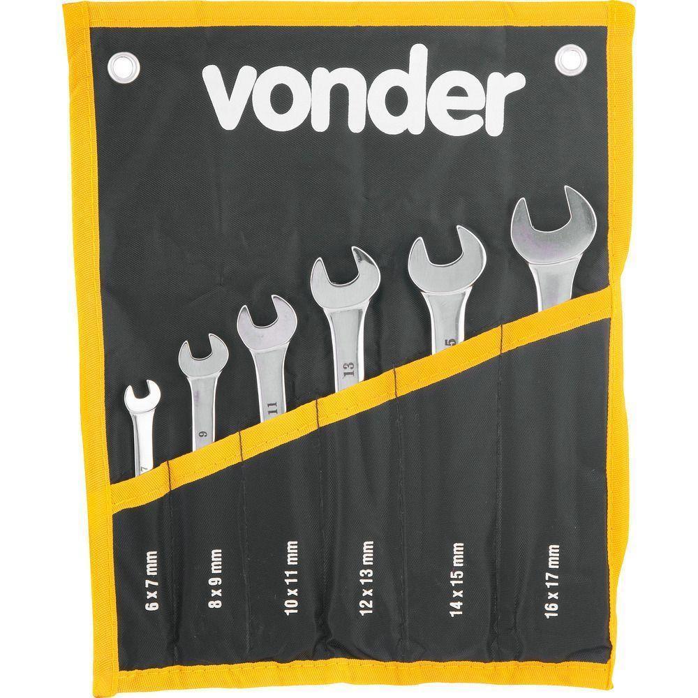 Jogo Chave Fixa 6-17mm Cromo Vanádio Cromada Com 6 Peças Est - 1