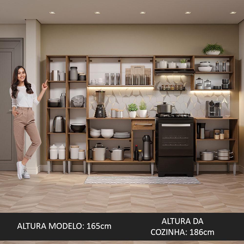 Armário De Cozinha Completa 293Cm Madesa 05 Rustic - 7