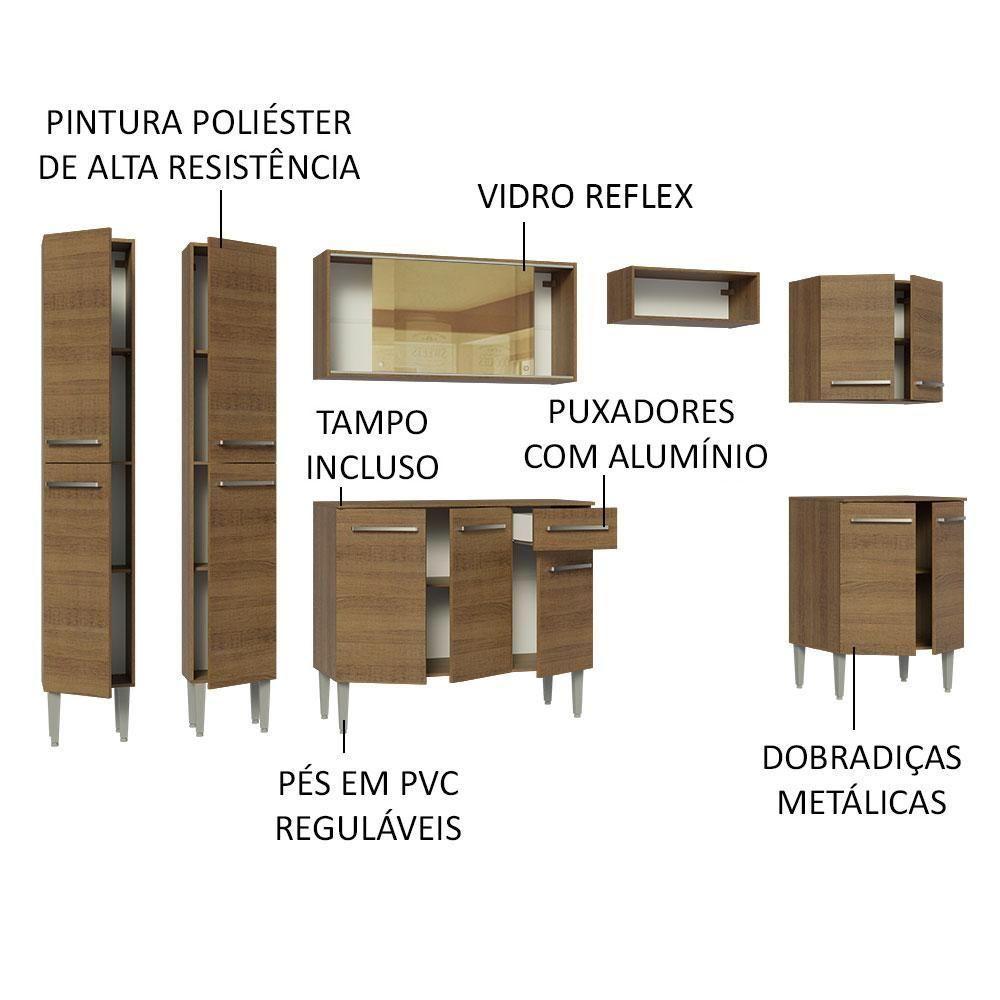 Armário De Cozinha Completa 293Cm Madesa 05 Rustic - 8