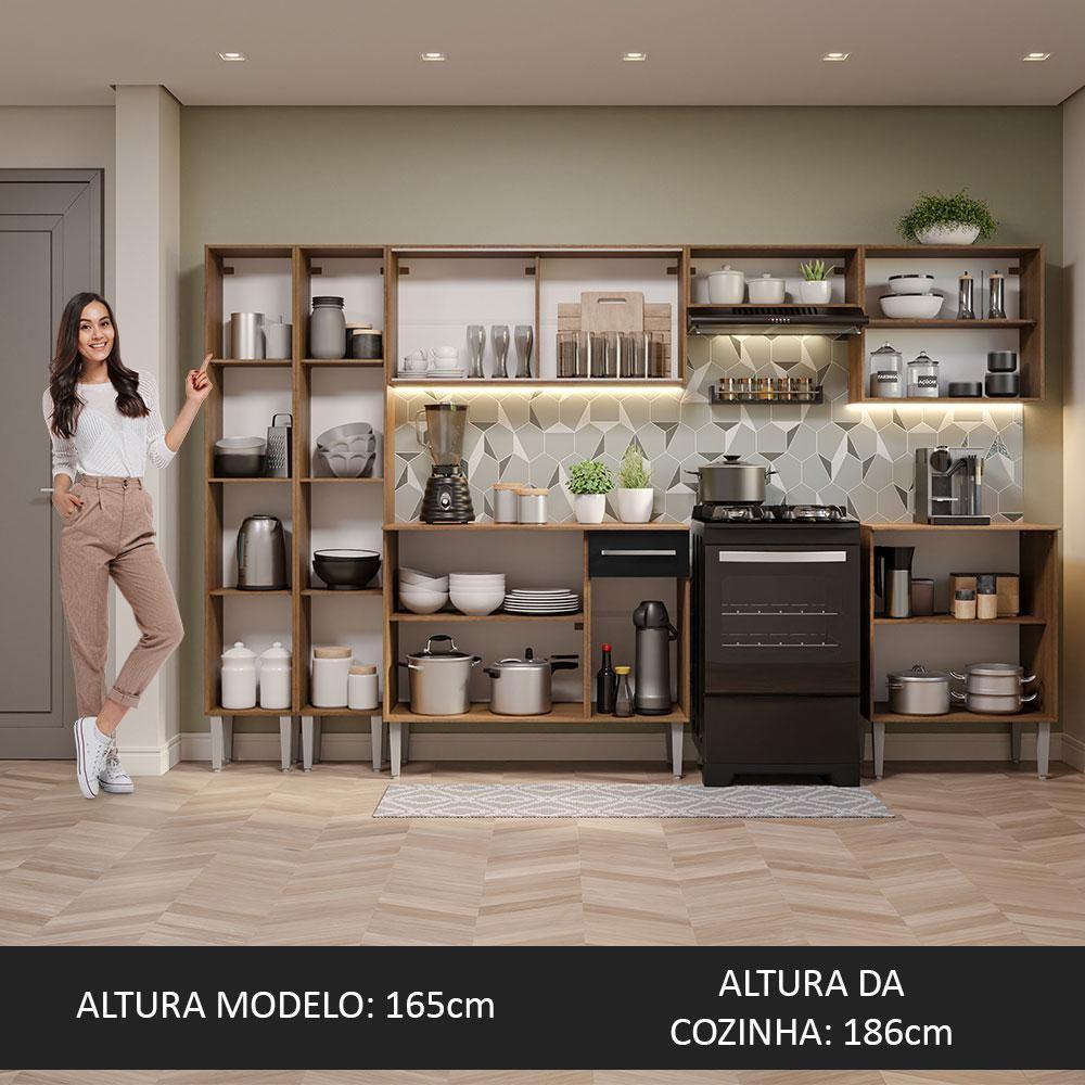 Armário De Cozinha Completa 293Cm Madesa 04 Rustic/Preto - 7