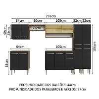 Armário De Cozinha Completa 293Cm Madesa 03 Rustic/Preto - 8