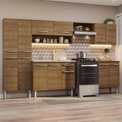 Armário de Cozinha Completa Emilly 10 Portas 1 Gaveta MDP 293cm Marrom Rústico