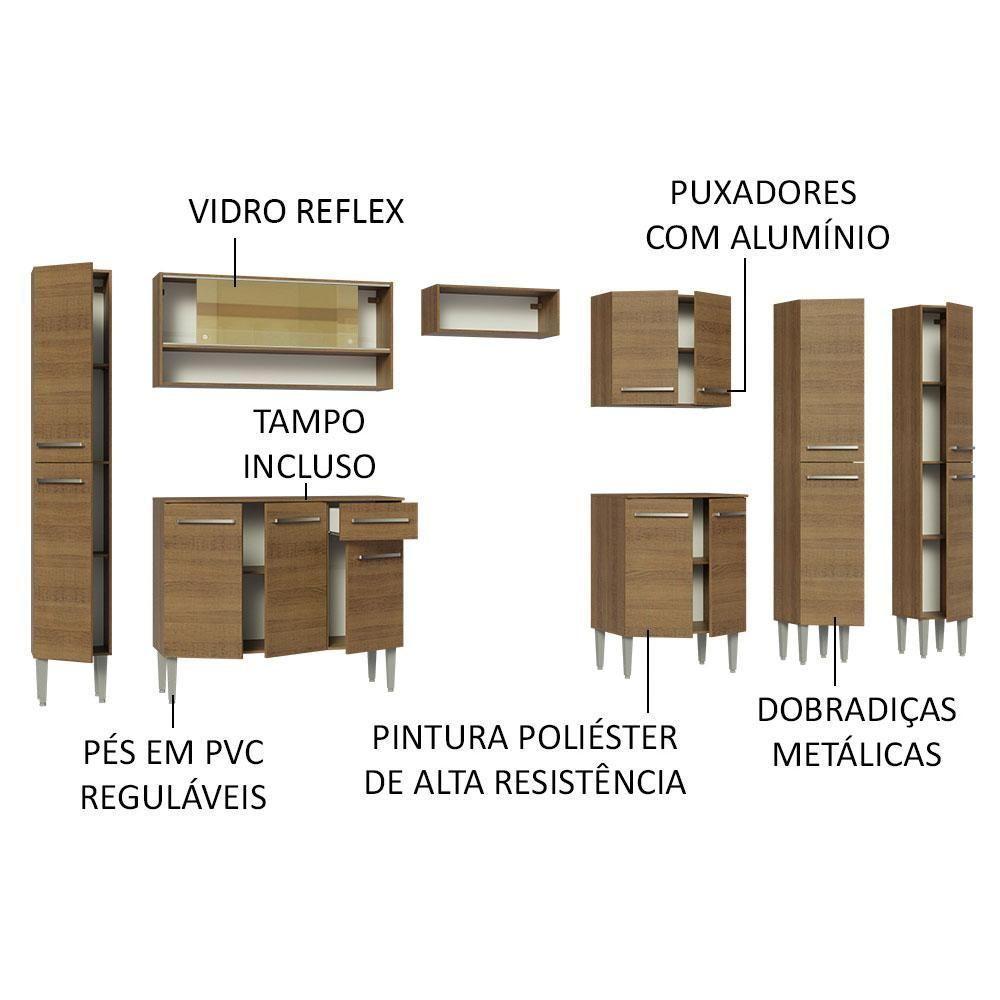 Armário De Cozinha Completa 325Cm Madesa 05 Rustic - 8