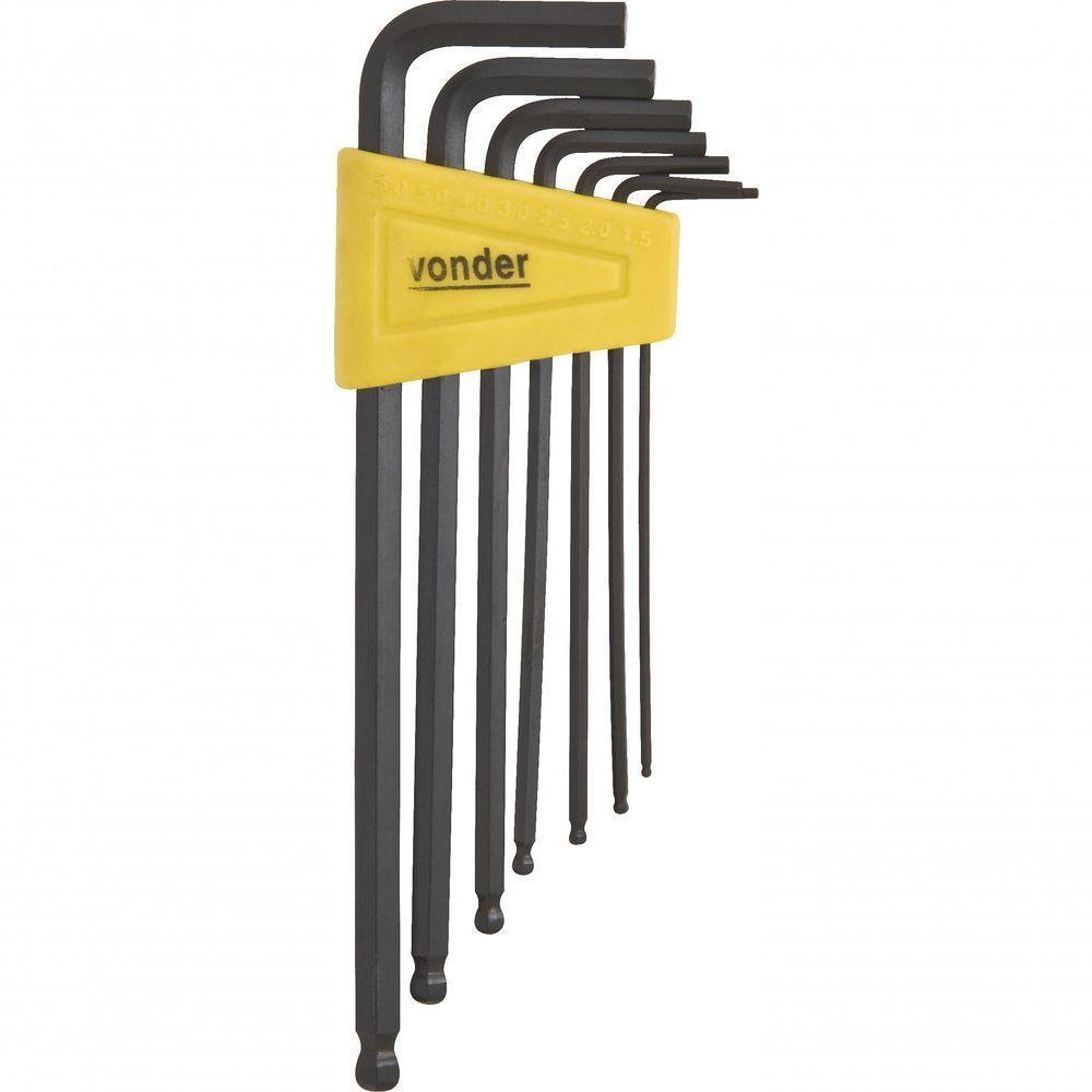 Jogo Chave Hexagonal Allen 1,5-6,0mm Tipo L Abaulada Longa C - 1