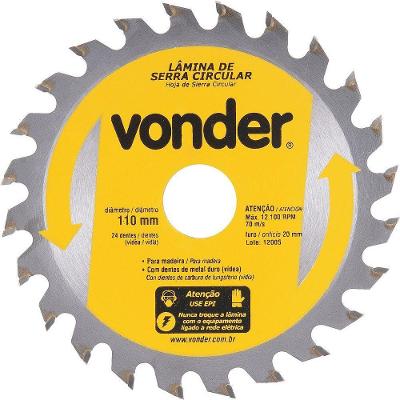 Lâmina Serra Circular Vídea 110x20x2,6mm 24d 12100rpm Vonder