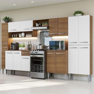 Armário de Cozinha Completa Emilly 15 Portas 1 Gaveta MDF 325cm Rustic Texturizado