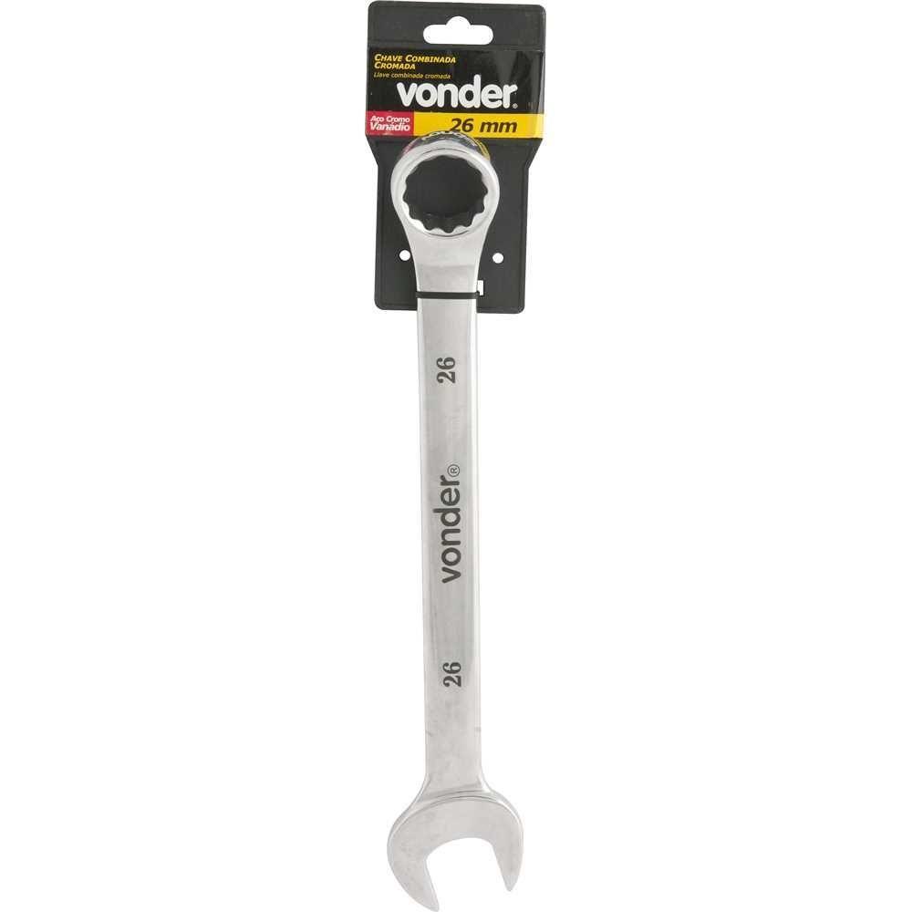 Chave Combinada 26mm Cromo Vanádio Cromada Cartela Vonder - 1