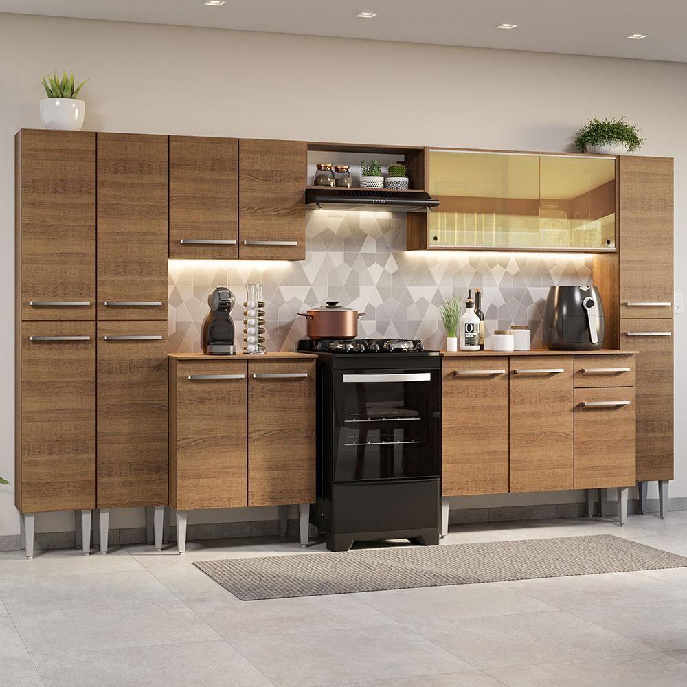 Armário De Cozinha Completa 325Cm Madesa 04 Rustic - 1