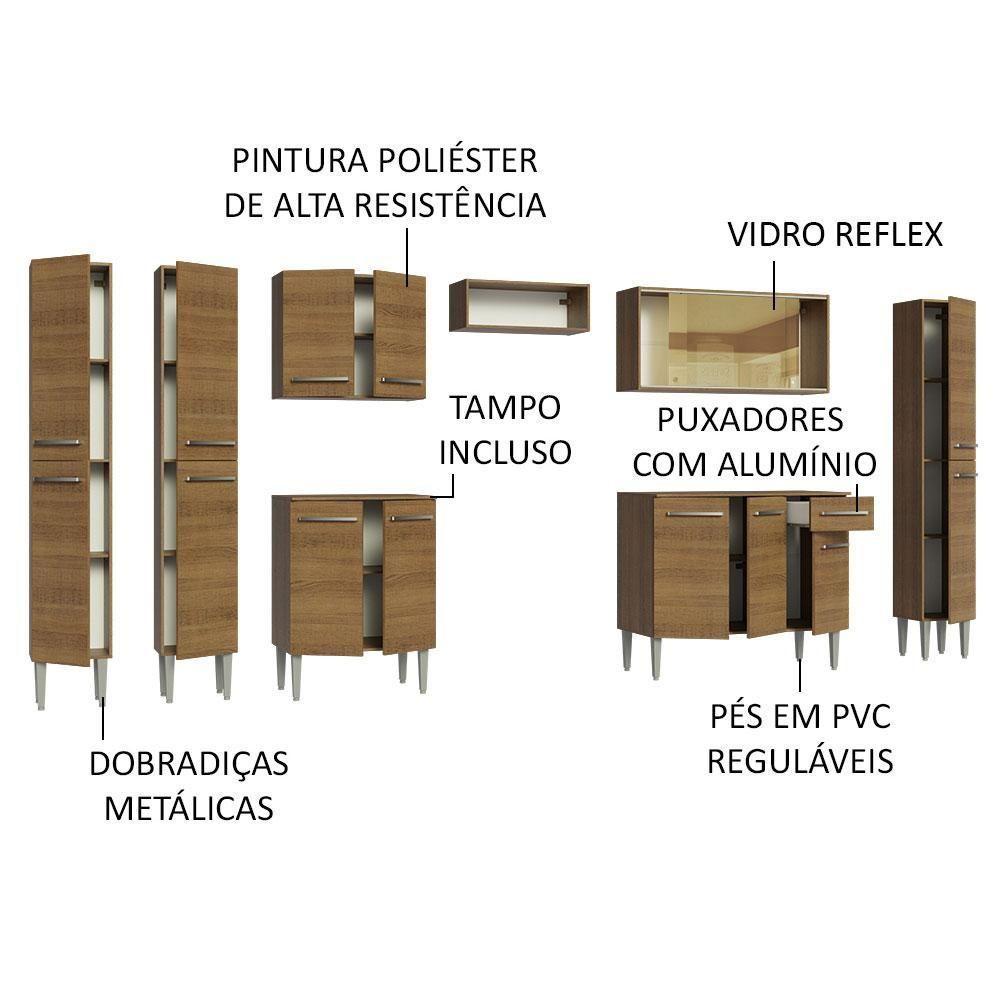 Armário De Cozinha Completa 325Cm Madesa 04 Rustic - 8
