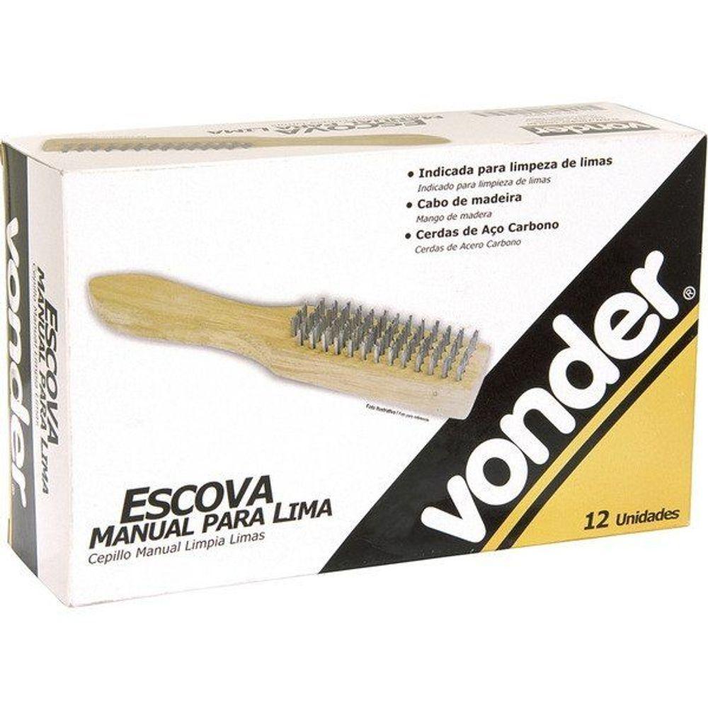 Escova Manual Aço 5 Fileiras Cabo Madeira Para Lima Vonder - 4