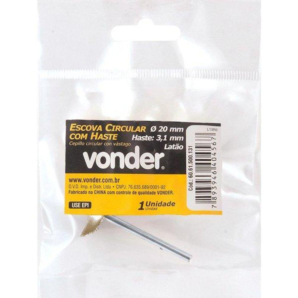 Escova Circular 20mm Latão Com Haste Para Microrretífica Vonder - 1