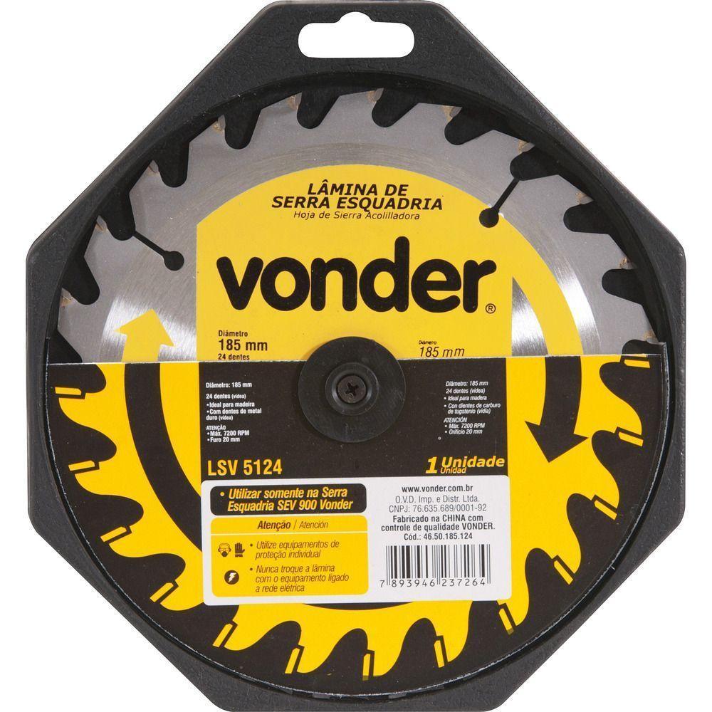 Lâmina Serra Circular Vídea 185x20x2,6mm 24d 7200 Rpm Vonder - 2