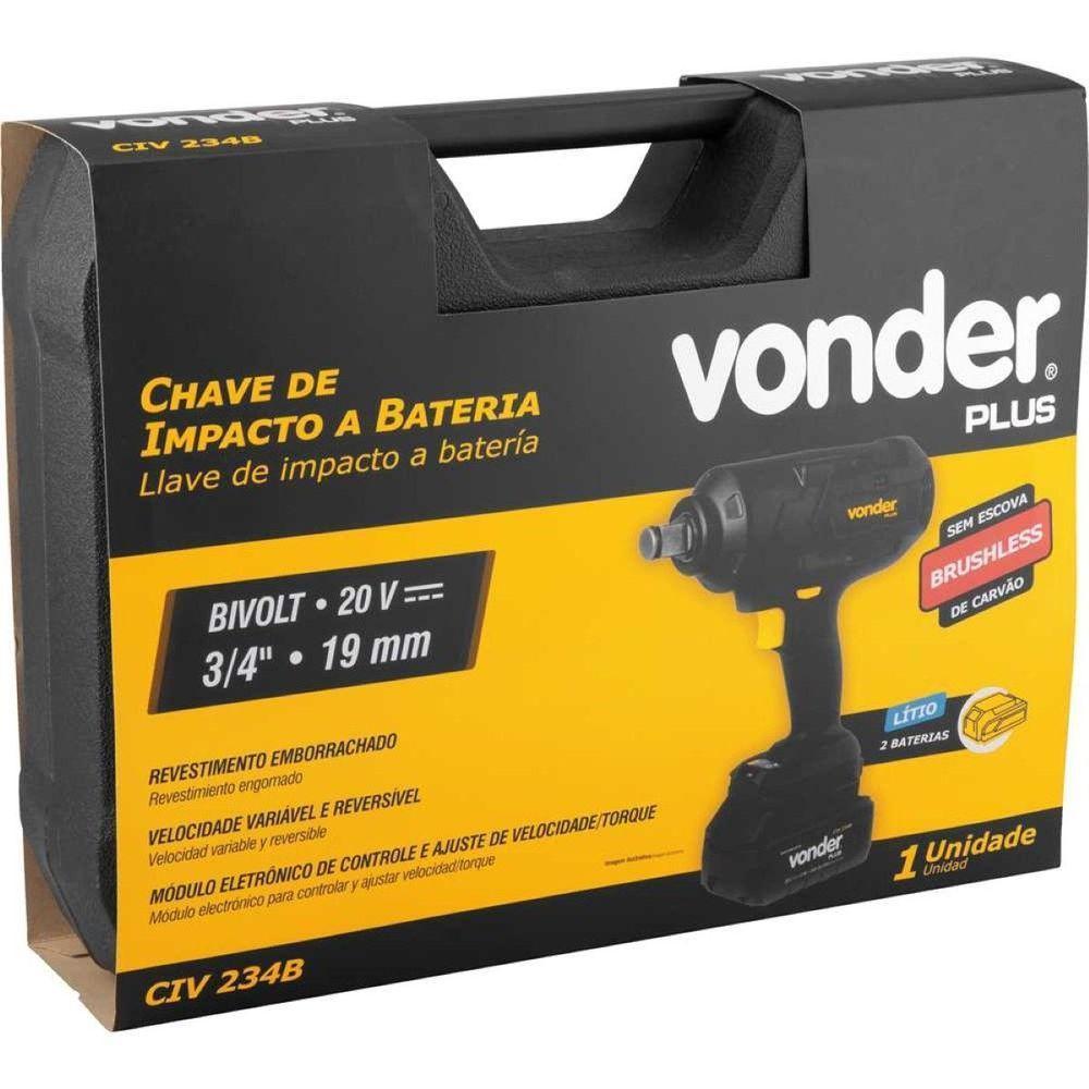 Chave Impacto à Bateria 3-4'' 20V Bivolt Civ234b Vonder Plus - 2