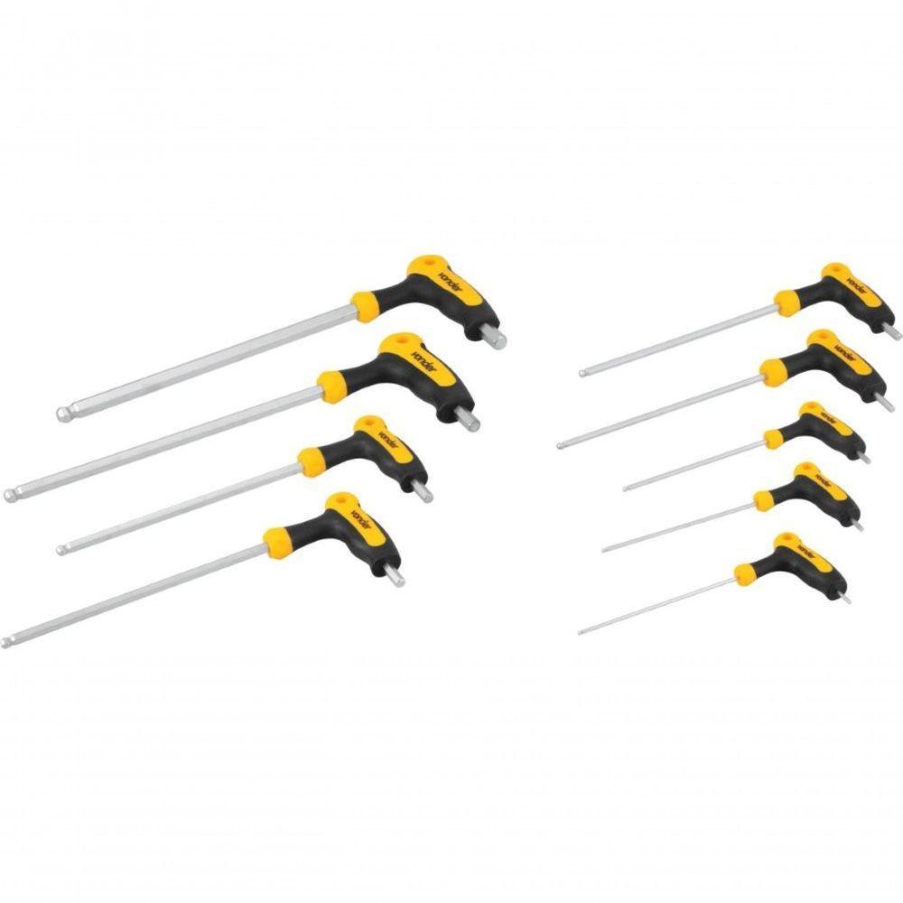 Jogo De Chaves Allen Abaulada Cabo T 2mm A 10mm Com 9 Peças Vonder - 1