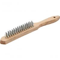 Escova Manual Aço 3 Fileiras Cabo Madeira Vonder - 1