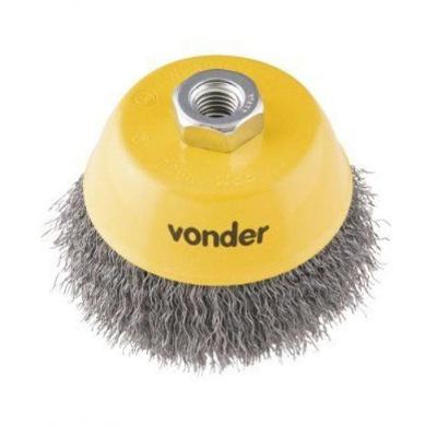 Escova Copo Ondulada 6" Rosca M14 Aço Carbono Polido 6500rpm