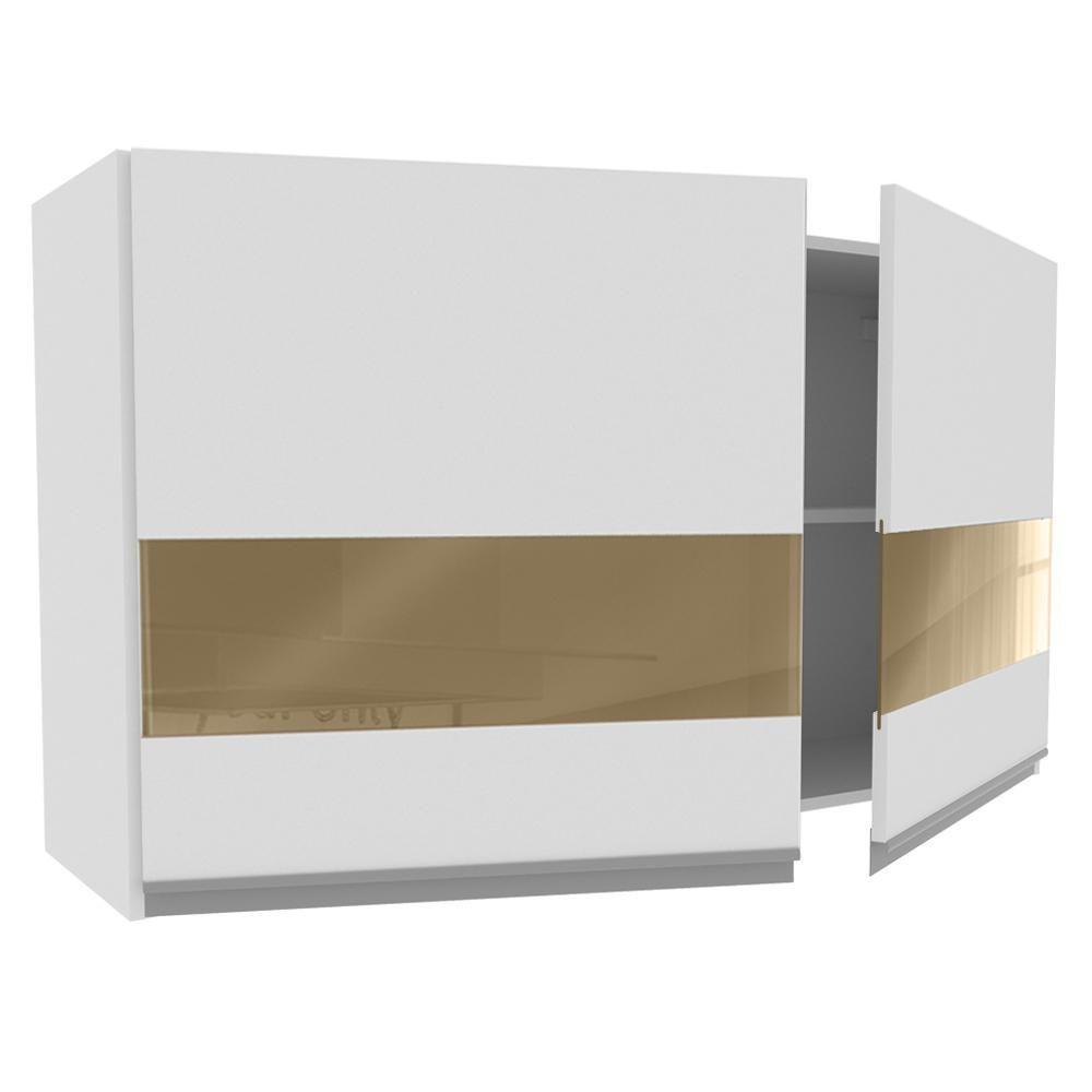 Armário Aéreo Glamy 100% MDF 120 cm 2 Portas Vidro Branco - 4