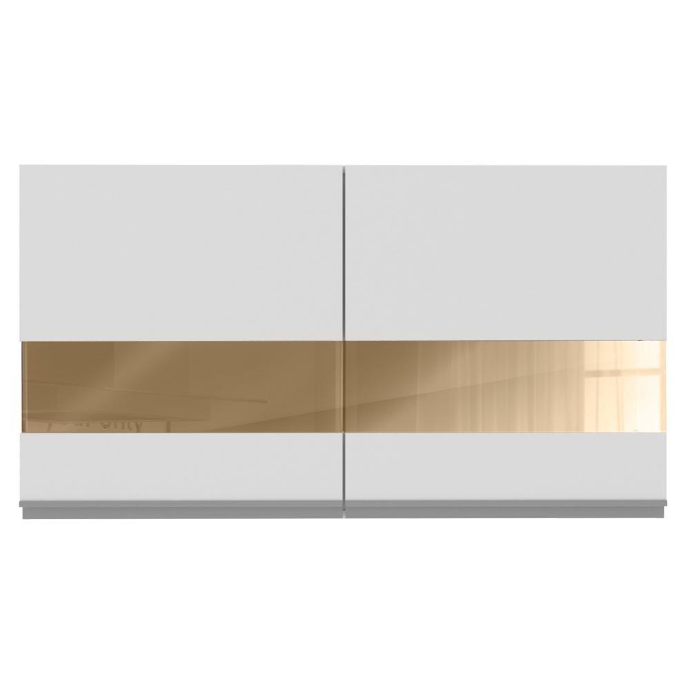 Armário Aéreo Glamy 100% MDF 120 cm 2 Portas Vidro Branco - 6
