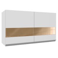 Armário Aéreo Glamy 100% MDF 120 cm 2 Portas Vidro Branco - 1