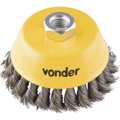 Escova Copo Torcida 4 Rosca M14 Aço Carbono Polido 8500rpm