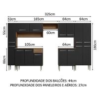 Armário De Cozinha Completa 325cm Rustic/preto Emilly Madesa - 9