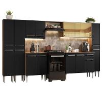 Armário De Cozinha Completa 325Cm Madesa 04 Rustic/Preto