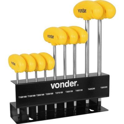 Jogo Chave Hexalobular T10-t50 9 Peças Com Cabo Vonder
