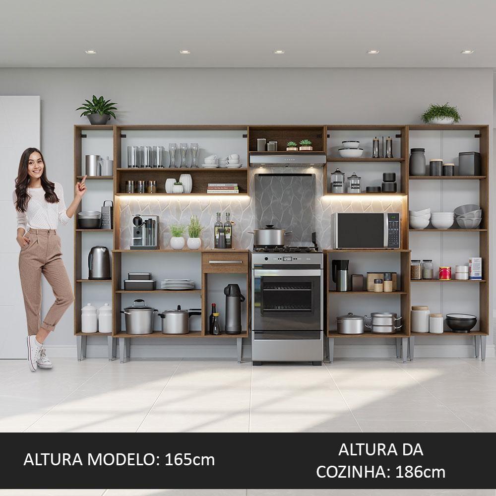 Armário De Cozinha Completa 325cm Rustic/cinza Emilly Madesa - 7