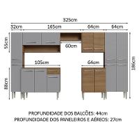 Armário De Cozinha Completa 325cm Rustic/cinza Emilly Madesa - 9