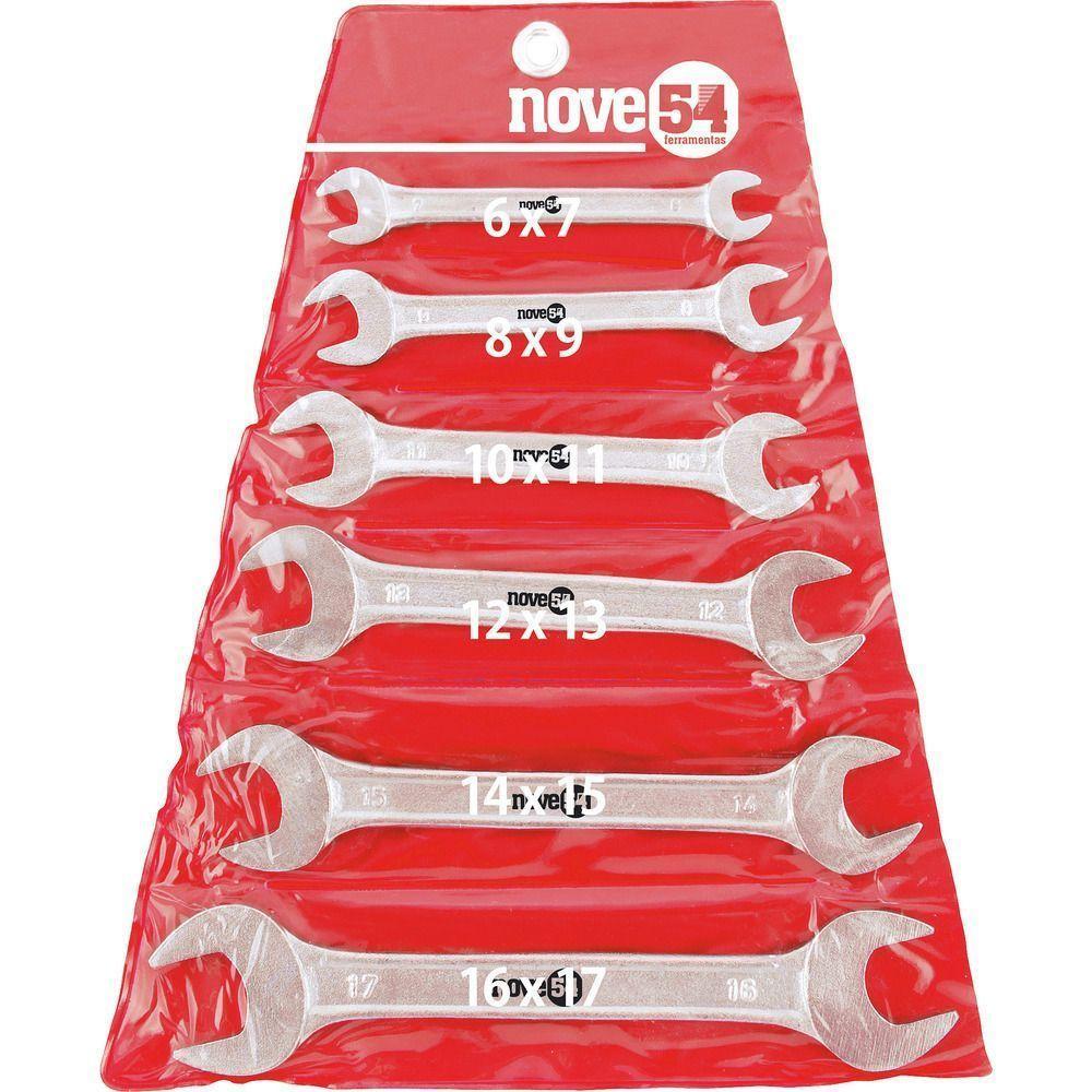 Jogo Chave Fixa 6-17mm Aço Carbono Com 6 Peças Estojo Plásti - 1