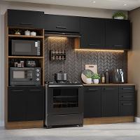 Armário De Cozinha Completa 270cm Rustic/preto Agata Madesa 07 Rustic/preto - 1