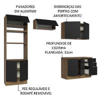 Armário De Cozinha Completa 270cm Rustic/preto Agata Madesa 07 Rustic/preto - 8
