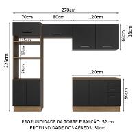 Armário De Cozinha Completa 270cm Rustic/preto Agata Madesa 07 Rustic/preto - 9